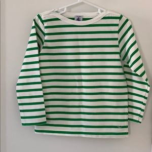 Petit Bateau Green and White striped shirt